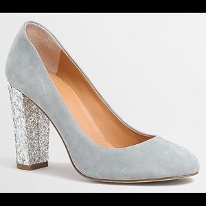 Jcrew suede glitter heels